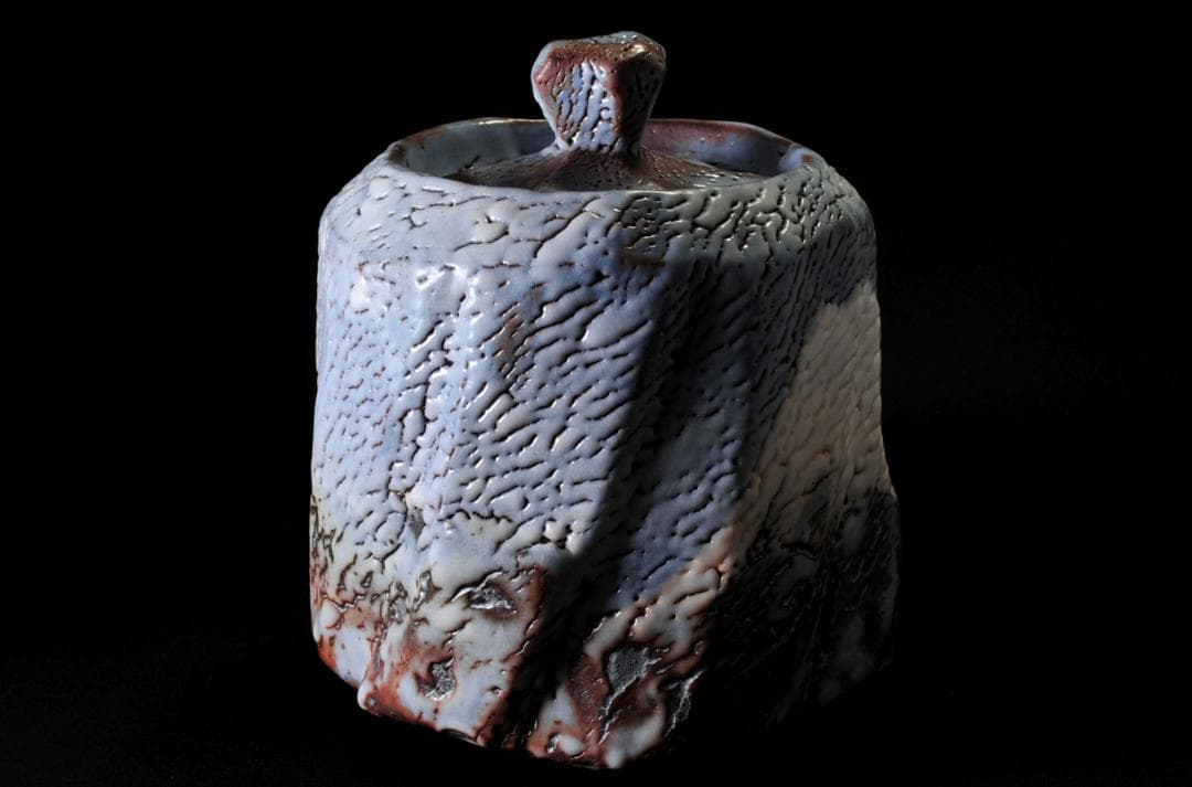 林正太郎 鼡志野 富士絵 水指 共箱 掲載個展図録添（表紙掲載） 正神窯