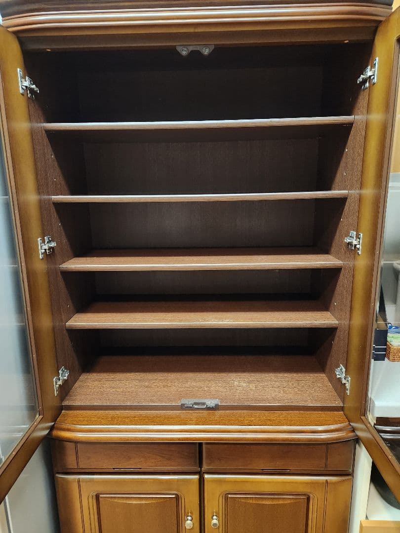 ※12/7まで【レトロ品】食器棚　キャビネット　アンティーク　ガラス扉付