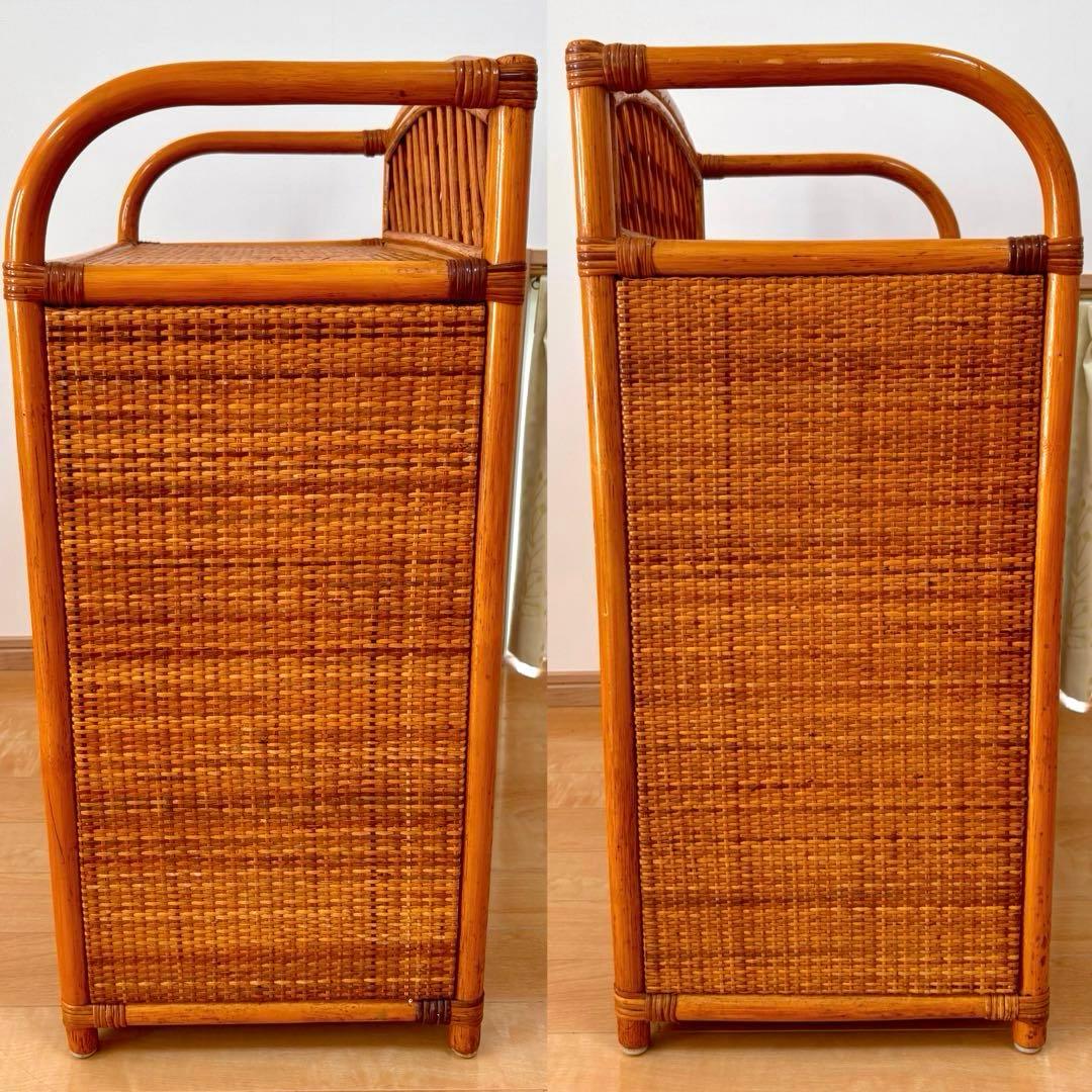 昭和レトロ ラタンチェスト 4段5杯 籐家具 アジアン家具