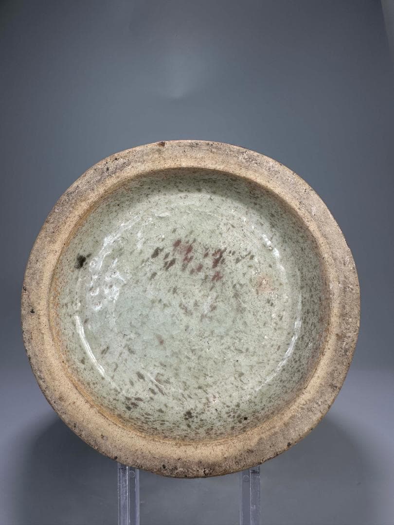 UM13S08 中国美術　元〜明時代　安南　古越国　紅釉彫龍文壺　ベトナム　唐物