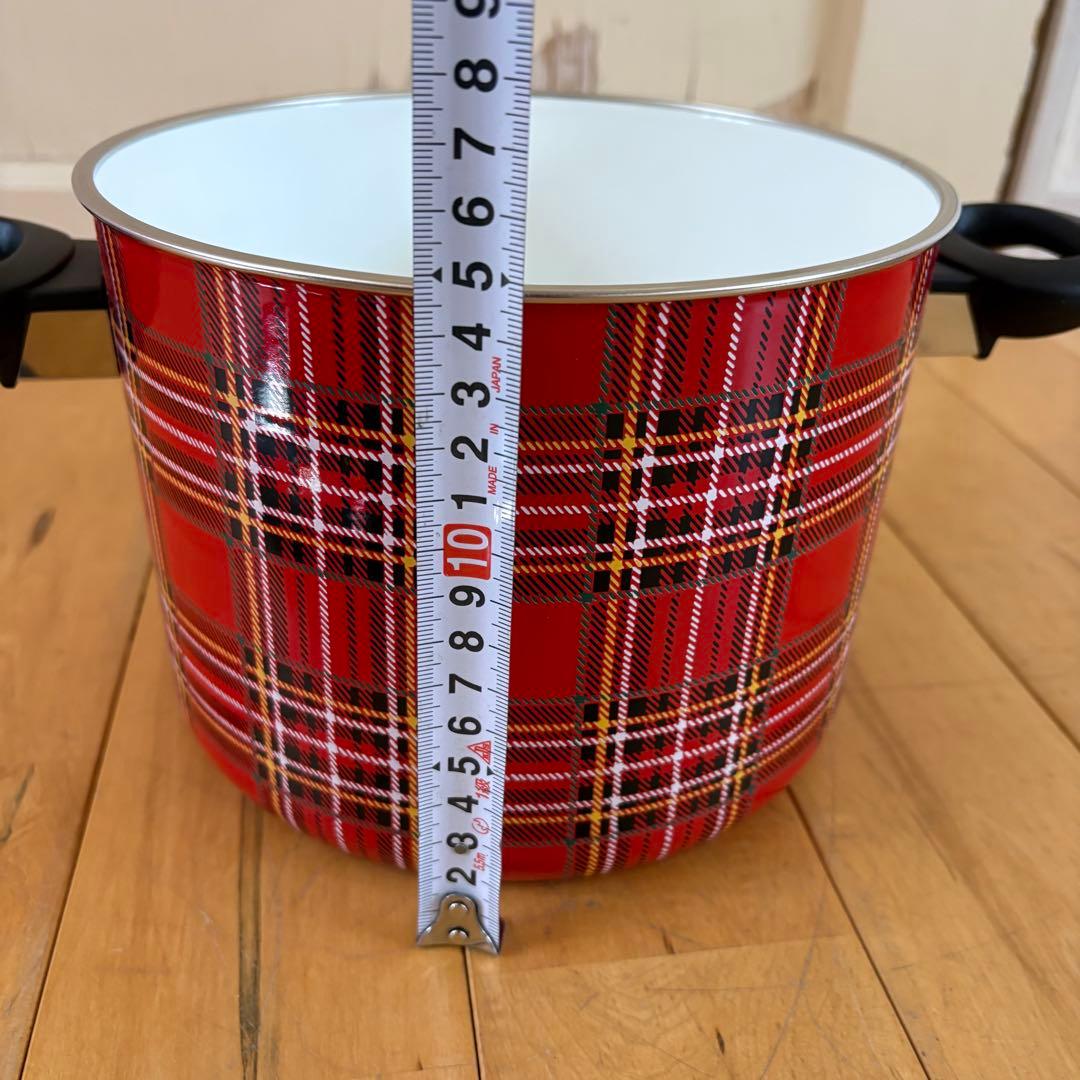 ☆デッドストック☆EJIRY　ホーロー　両手鍋　チェック　スコットランド　レトロ