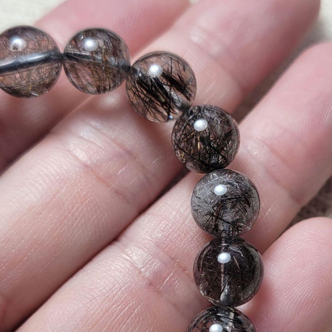 ③ブラックブロンズルチルクォーツブレスレット