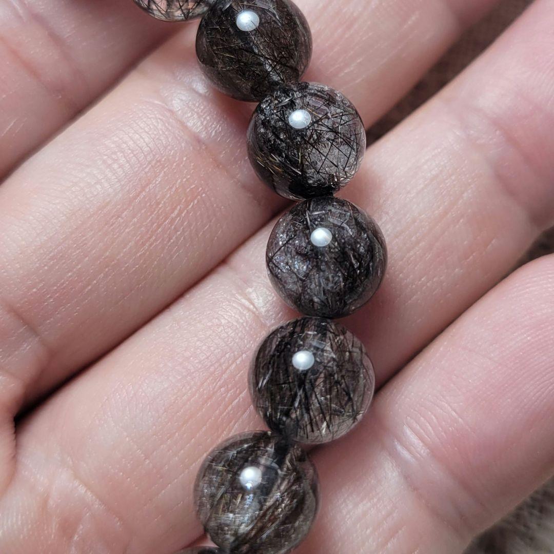 ③ブラックブロンズルチルクォーツブレスレット