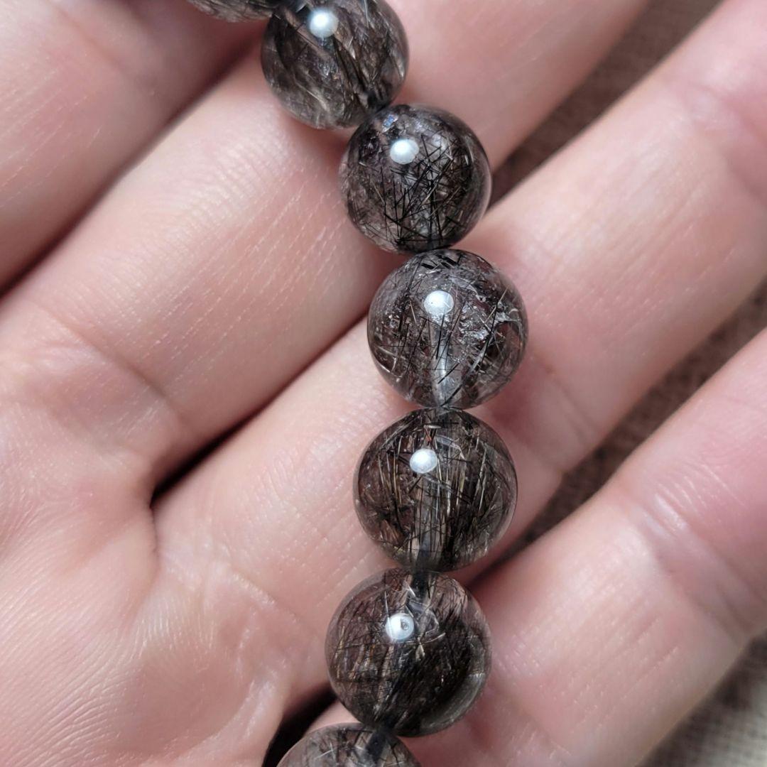 ③ブラックブロンズルチルクォーツブレスレット