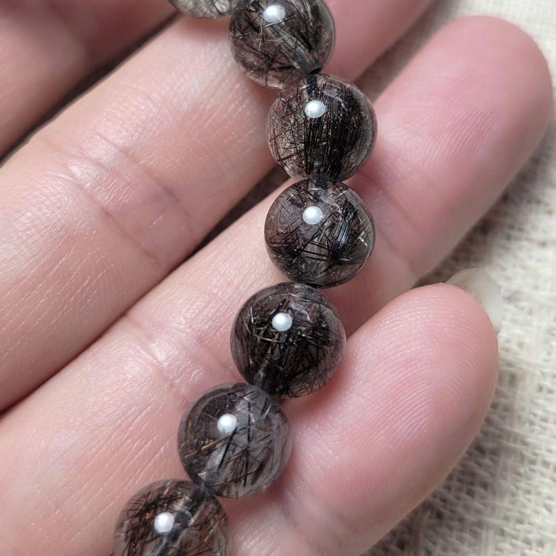 ③ブラックブロンズルチルクォーツブレスレット