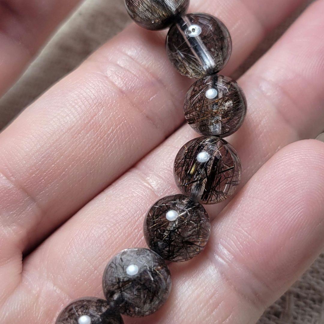 ③ブラックブロンズルチルクォーツブレスレット