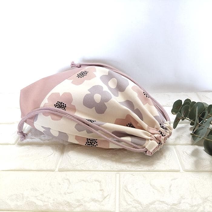 《 通園 通学 3点セット 》大きな花　ピンク × グレー　＃n1826