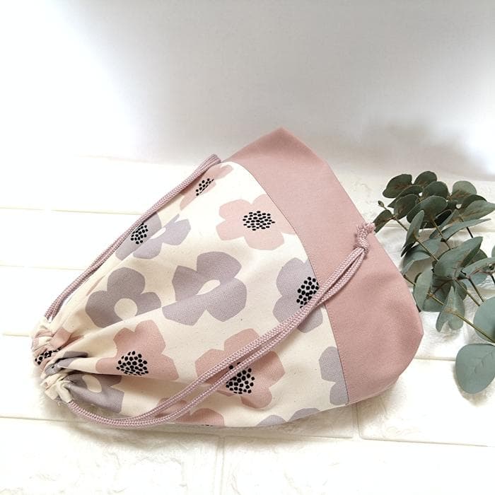 《 通園 通学 3点セット 》大きな花　ピンク × グレー　＃n1826