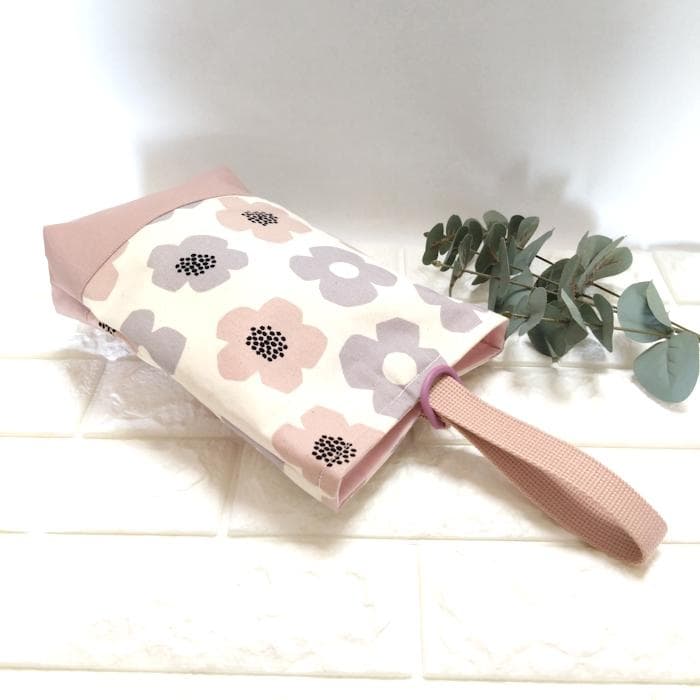 《 通園 通学 3点セット 》大きな花　ピンク × グレー　＃n1826