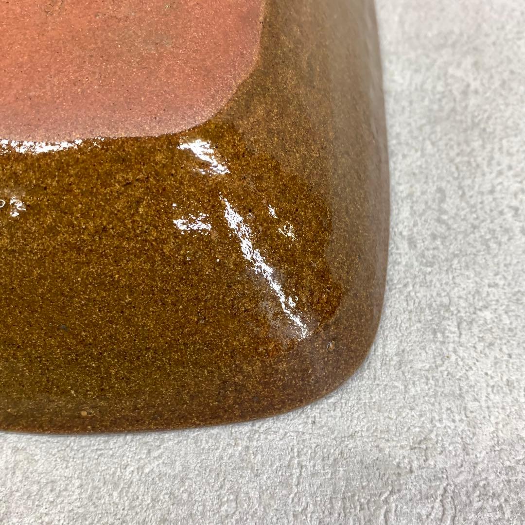 布志名焼 角皿 深鉢 魚目 スリップウェア 民藝 レトロ カレー皿 スクエア ⑤