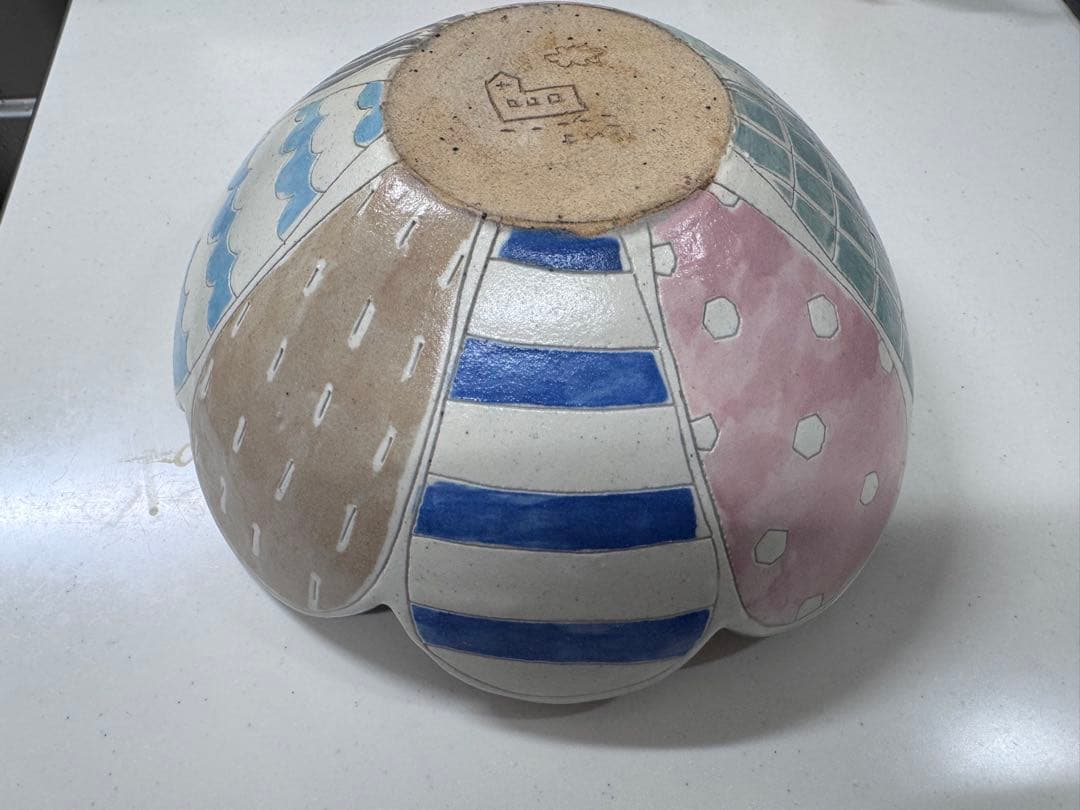 横山知加子 笠間焼 雲白 ABE FACTORY ボウル 花びら型 直径26cm