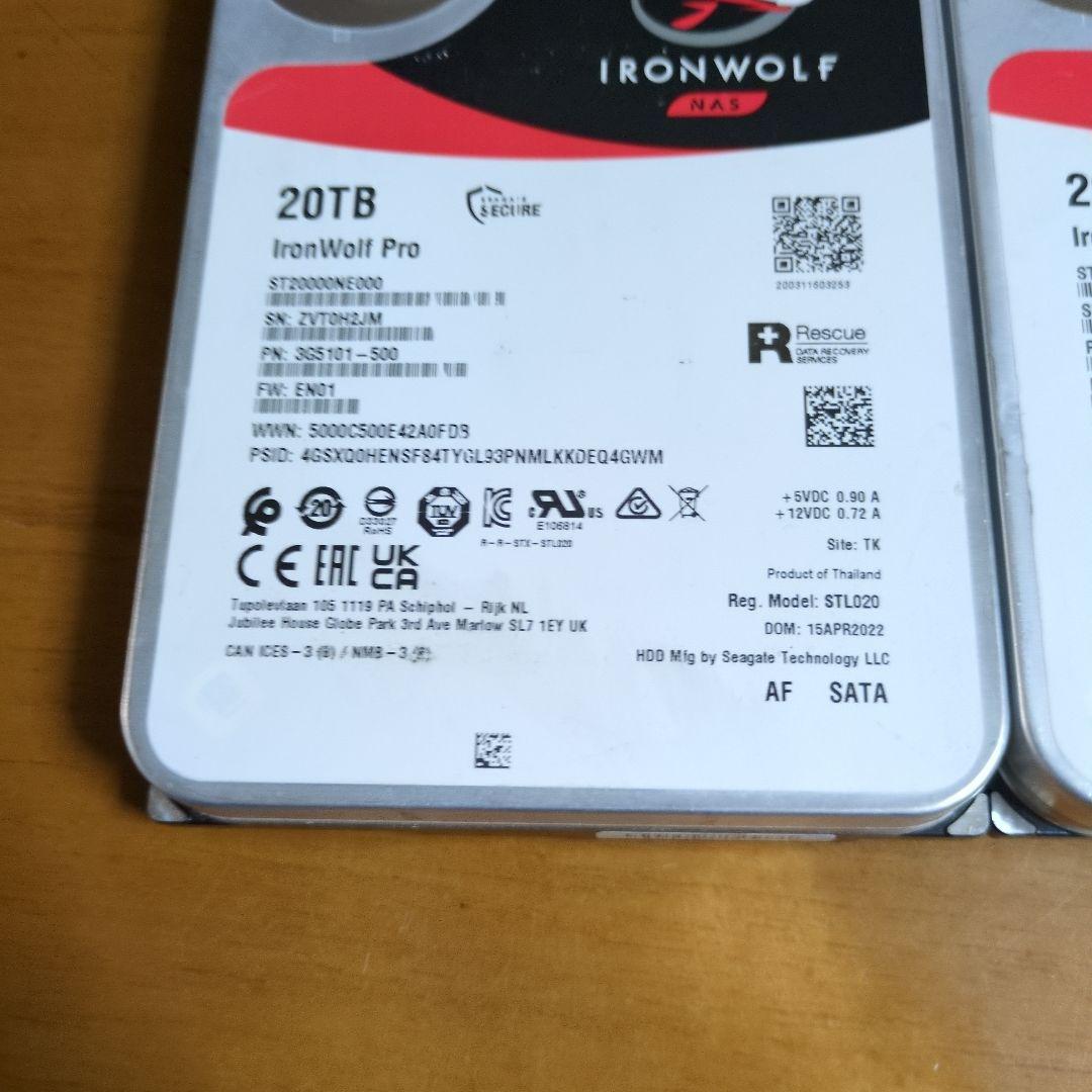 秋*保様 Seagate IronWolf Pro 20TB HDD 2台セット
