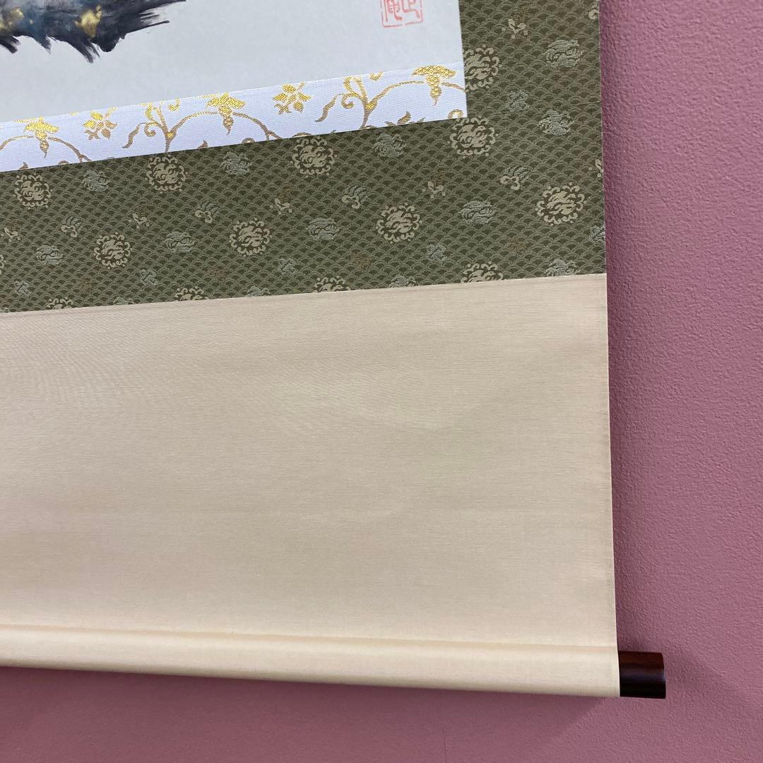 美品 掛け軸 坪内正庵作 紅白梅に鶯図 共箱 真筆証明書 縁起物 花鳥