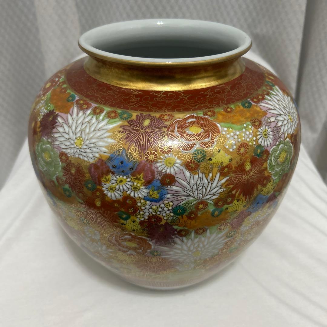 九谷焼　光峰　花詰　花瓶　壺