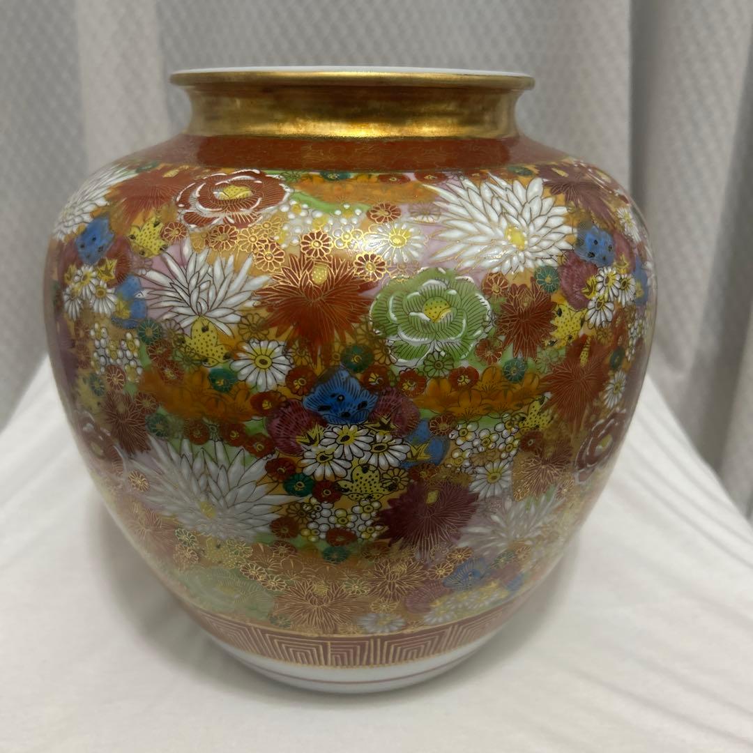 九谷焼　光峰　花詰　花瓶　壺