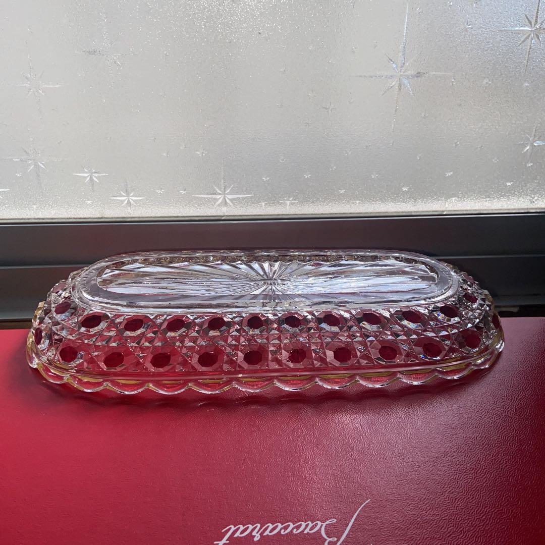バカラ ディアマンピエーリー　長皿　ワインレッドカラー　 Baccarat