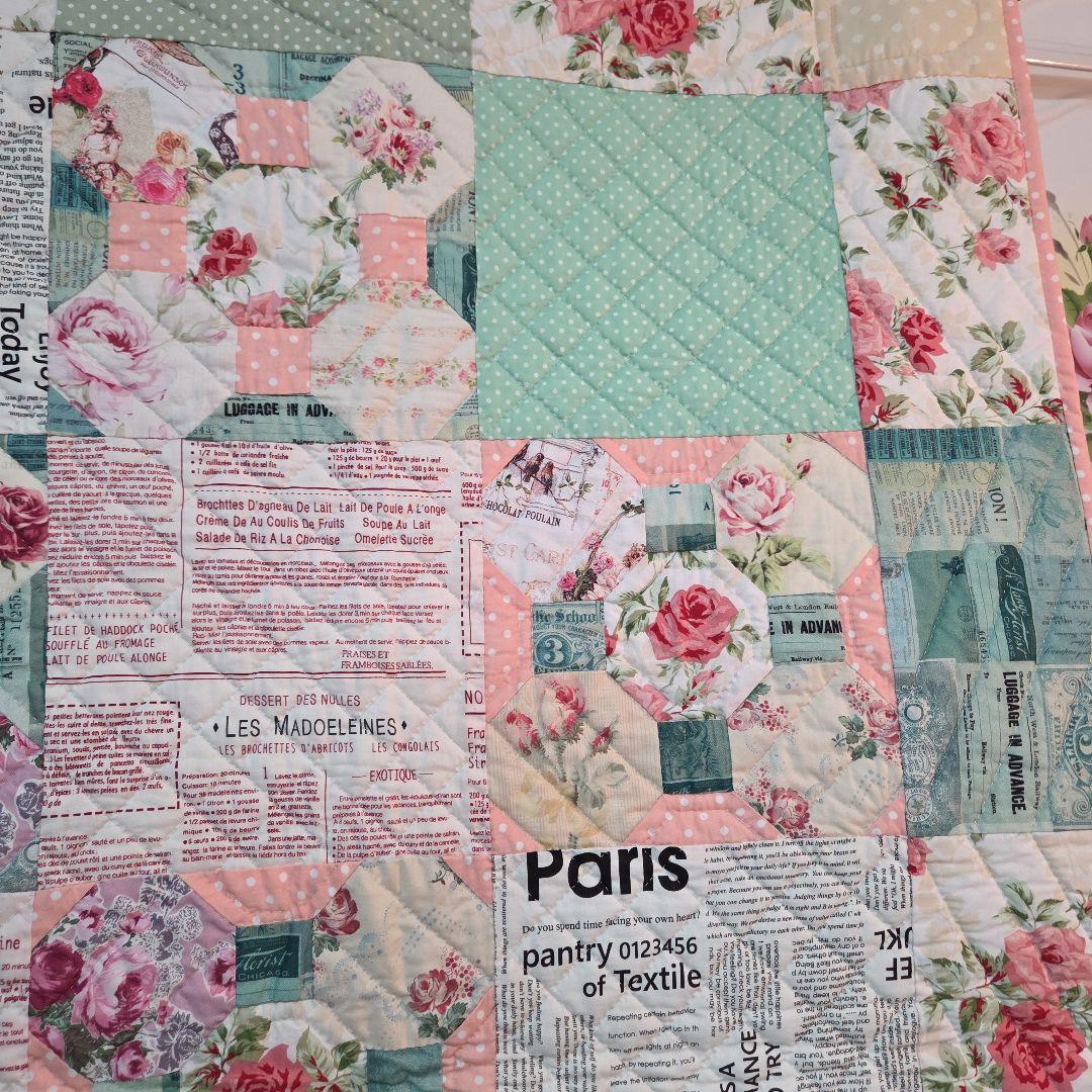 ❣️パッチワーク　キルト　薔薇柄　英字　水玉　リバーシブル