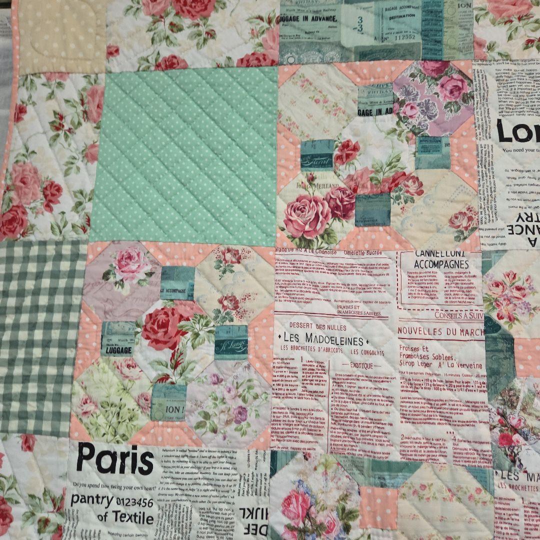 ❣️パッチワーク　キルト　薔薇柄　英字　水玉　リバーシブル