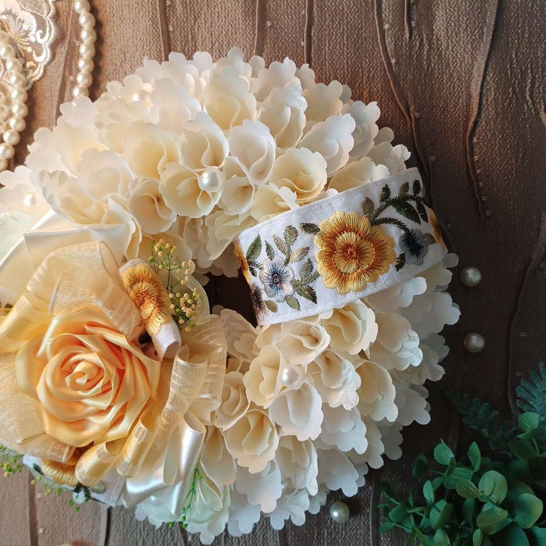 ＊510＊~＊momo＊~布リース　春リース　フラワーリース　玄関リース