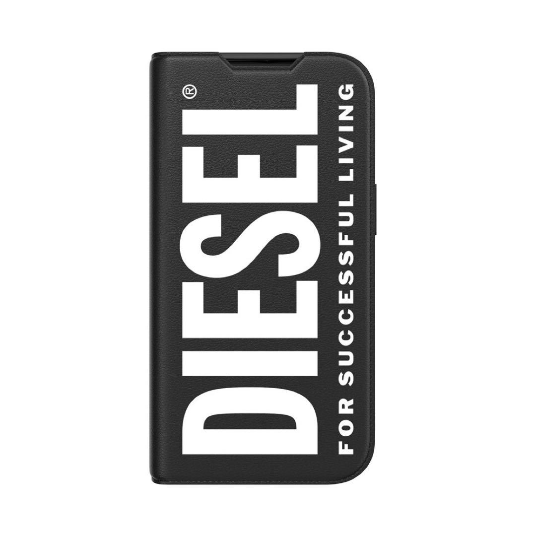 新品 DIESEL 手帳型 ケース iPhone15 BK/WH (ディーゼル)