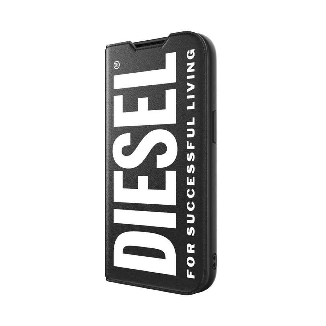 新品 DIESEL 手帳型 ケース iPhone15 BK/WH (ディーゼル)