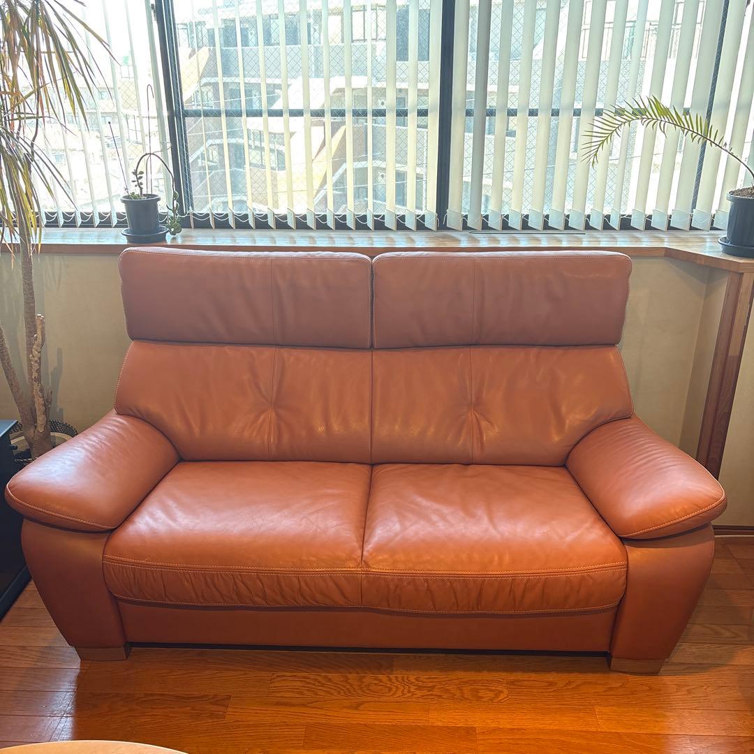 【カリモク】革製2人掛けソファZT7312H328