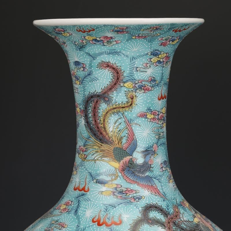 清雍正琺瑯彩鳳紋帯夜光賞瓶 景徳鎮 陶磁器 装飾品 現代工芸品 美術品 置物