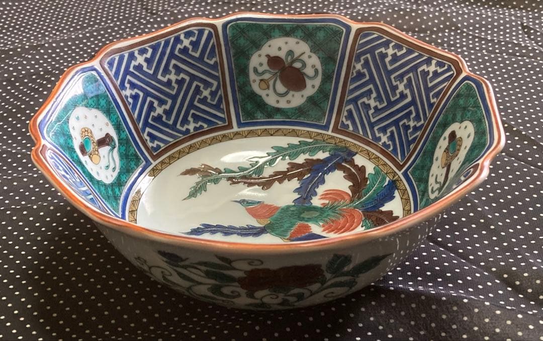 九谷焼　九谷寿陶　輪花鉢　盛り鉢　深鉢　3個セット　昭和レトロ　※1個に欠けあり