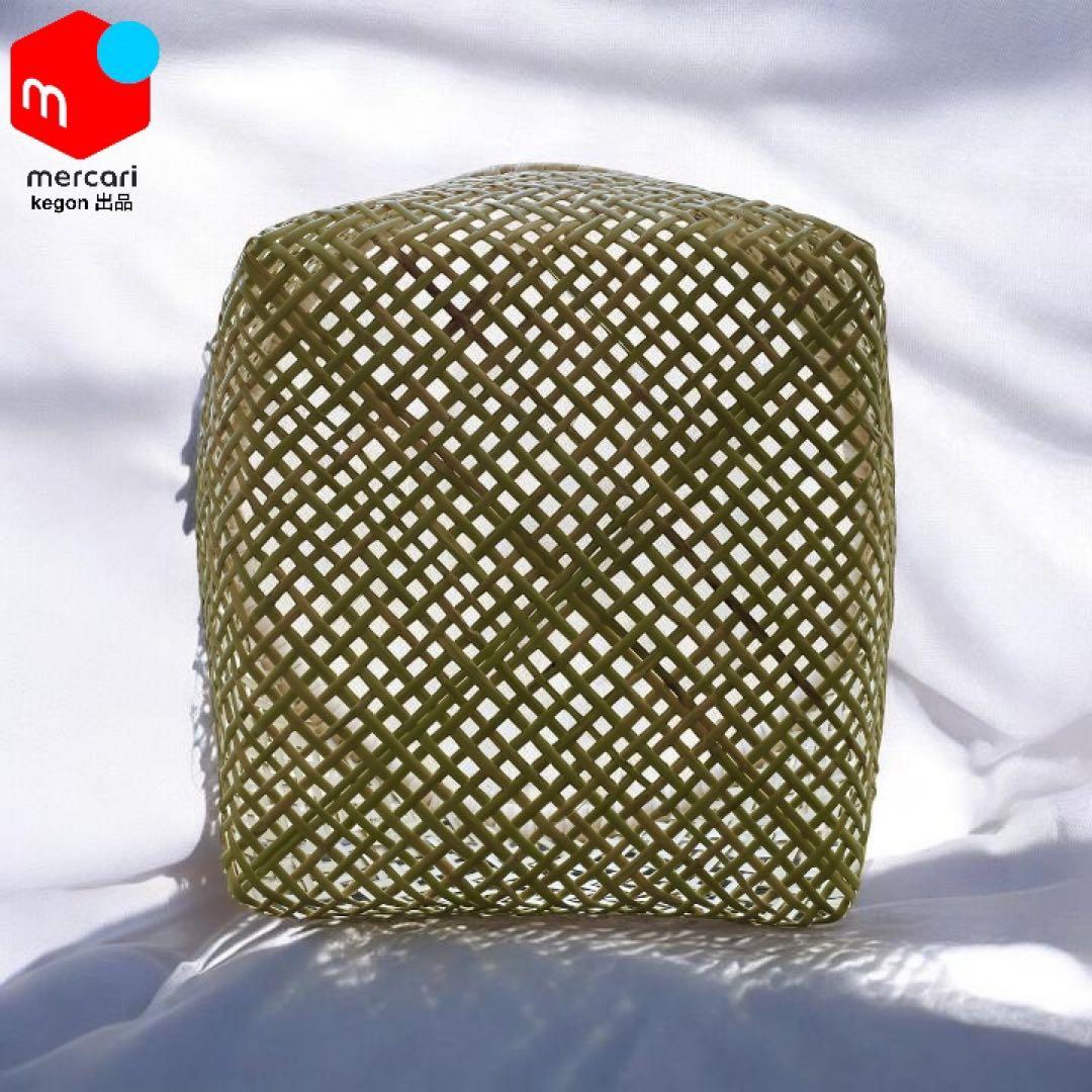 【新着新品】鳥越竹細工 すず竹 灰通し（透かし編み 丸かご）中 極上品