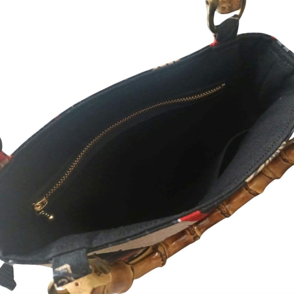 バンブー手提げ　お祭りバッグ　和柄バッグ　番傘　龍　神輿　祭り用品　和装小物