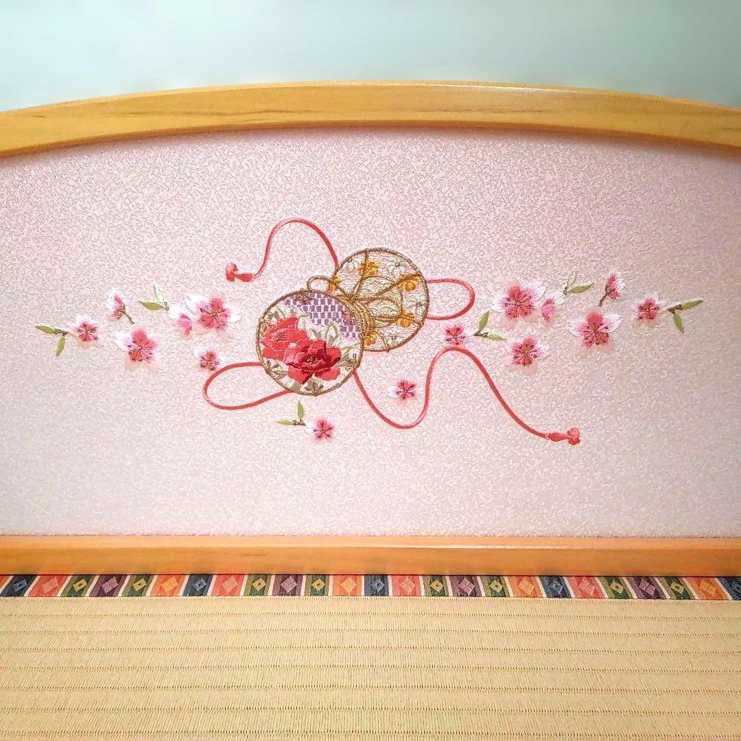 東京久月　雛人形セット 収納 親王飾り　桜刺繍　コンパクト 木製