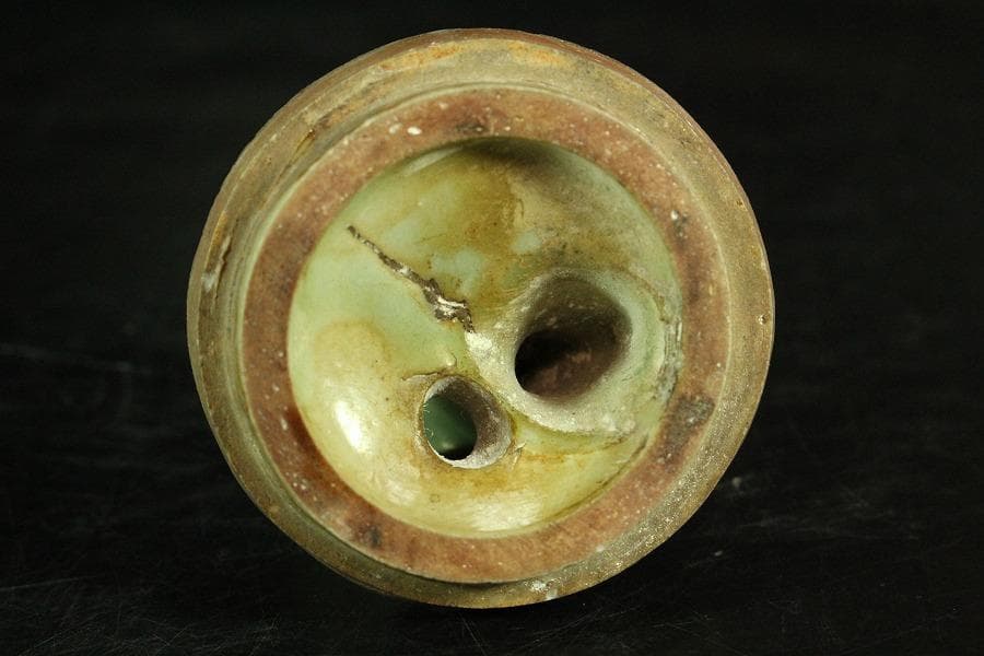 中国美術 青磁 双耳 獅子蓋 香炉 古渡(K-YC684)