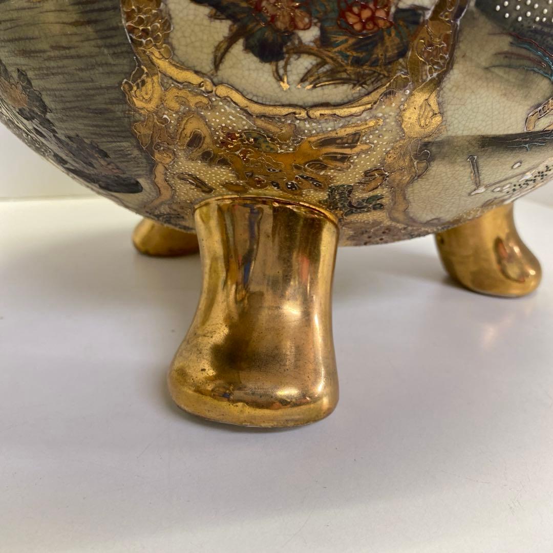 香炉 特大 薩摩焼？ 三足香炉