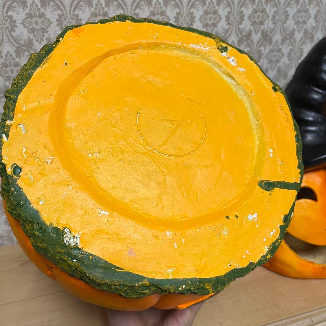 ハロウィン　パンプキン　ガーデン用　2段カボチャ　オブジェ　置物　陶器