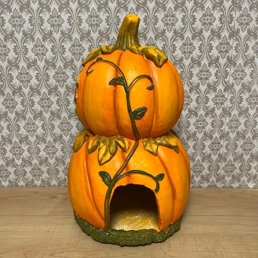 ハロウィン　パンプキン　ガーデン用　2段カボチャ　オブジェ　置物　陶器