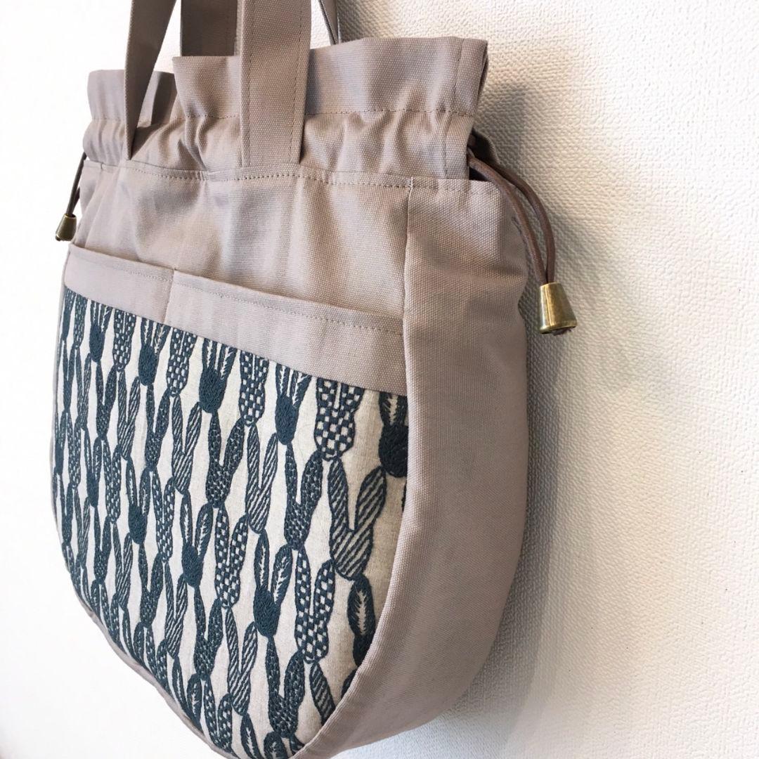 ミナペルホネン ハンドメイド しずくバッグ 巾着バッグ ポンピア