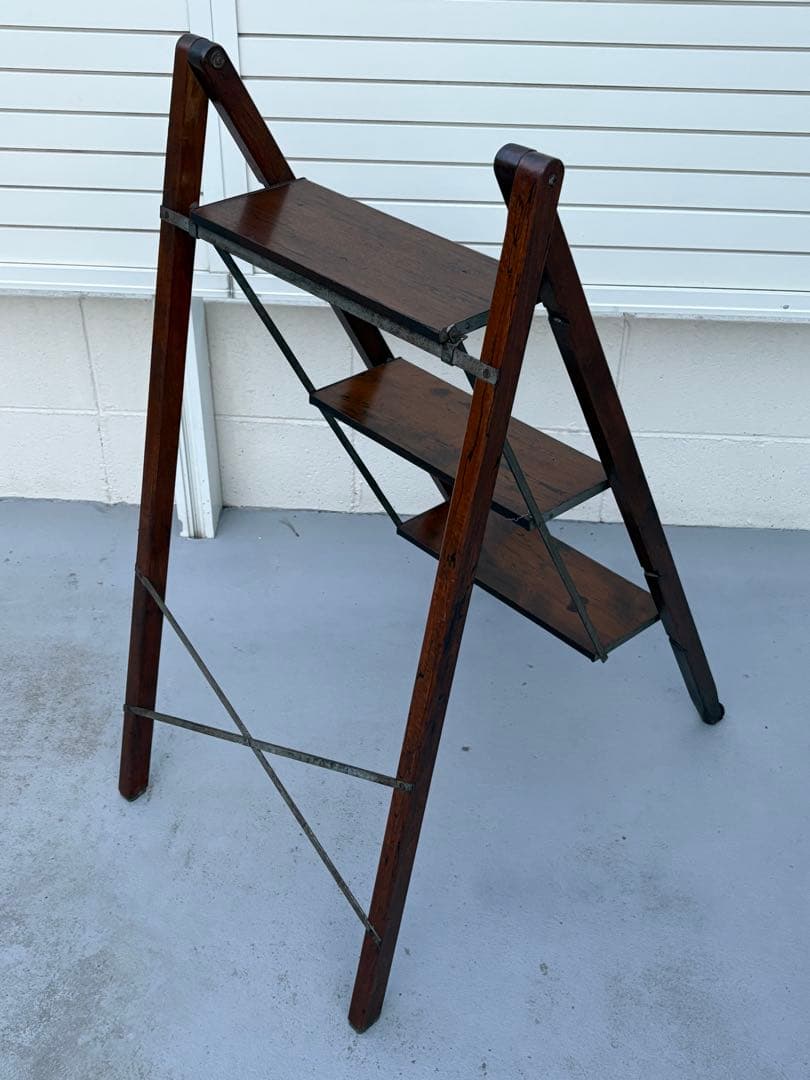 1970年代 ビンテージ 木製折畳脚立 ミッドセンチュリー