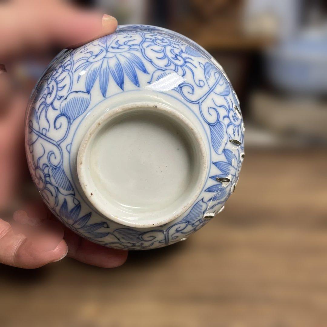 江戸後期 蓋つき椀 お椀 食器 茶碗 和食器 染付 手描き 骨董