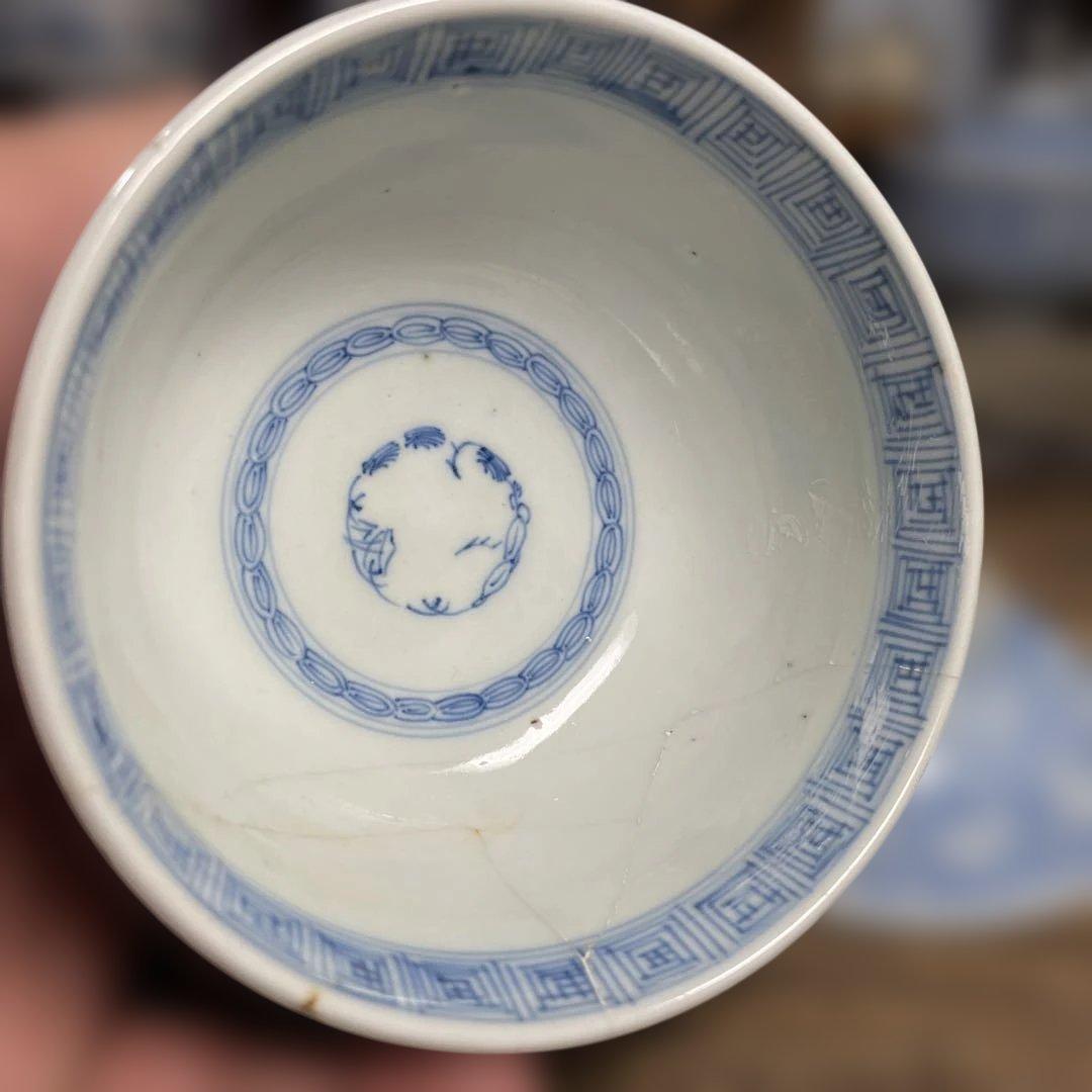江戸後期 蓋つき椀 お椀 食器 茶碗 和食器 染付 手描き 骨董