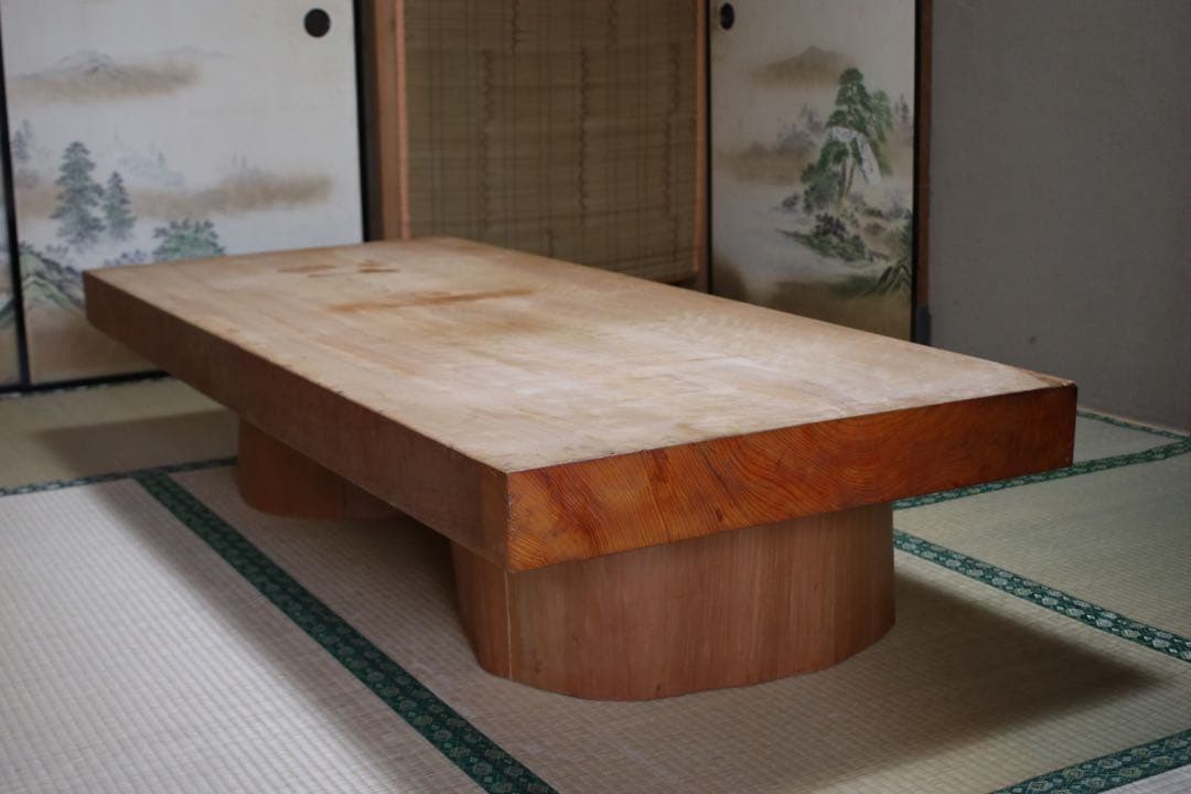 ローテーブル　檜　一枚板　無垢　白木　180cm  厚み10cm