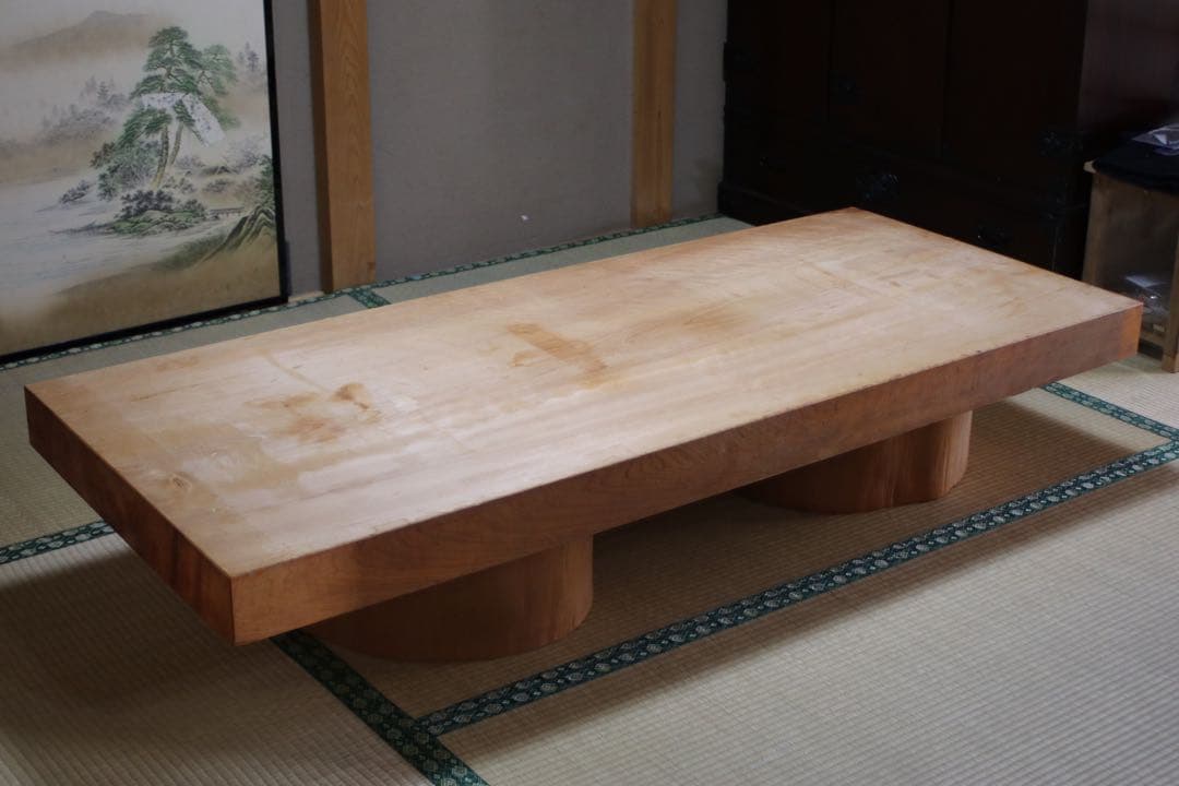 ローテーブル　檜　一枚板　無垢　白木　180cm  厚み10cm