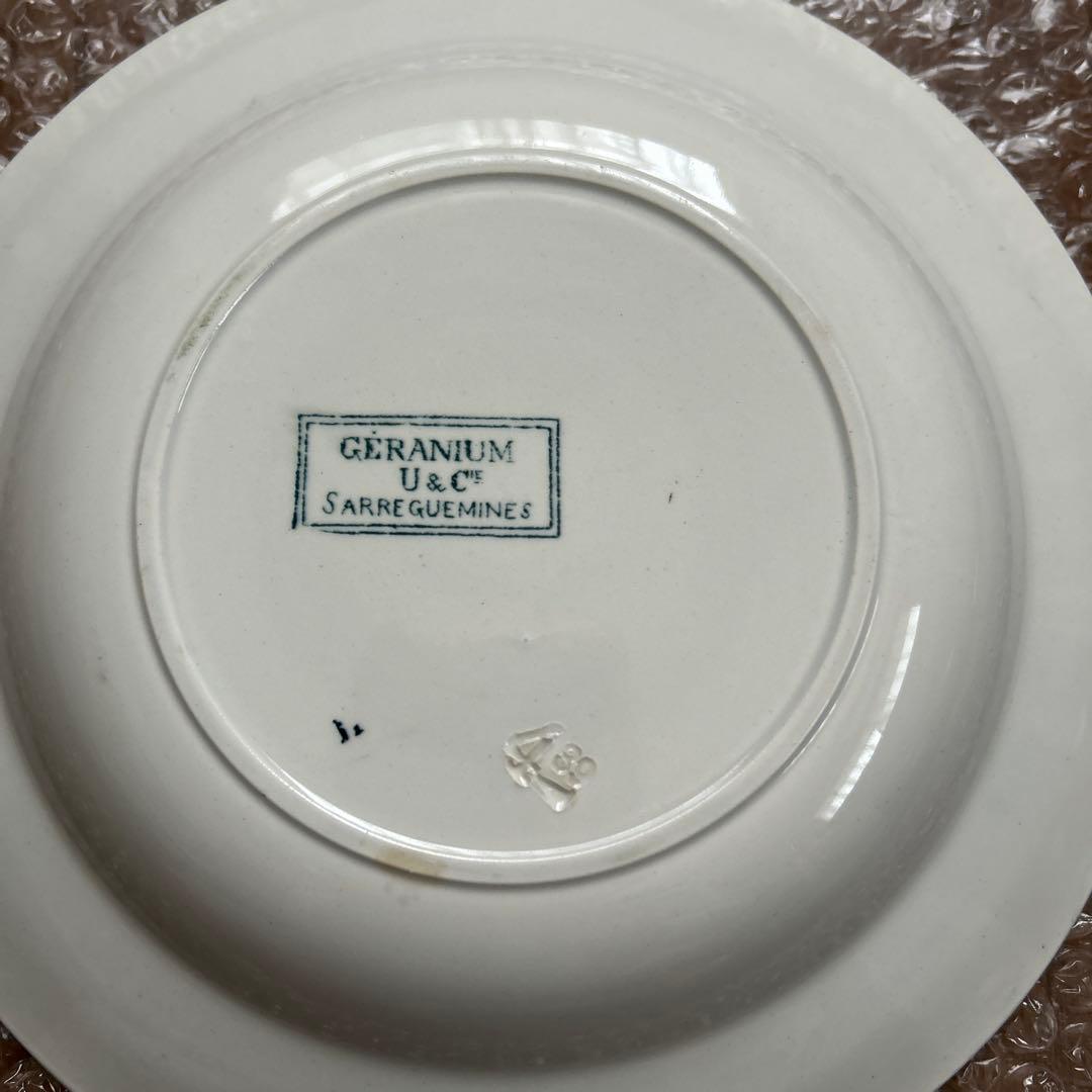 フランスアンティークサルグミンヌゼラニウムスーププレート