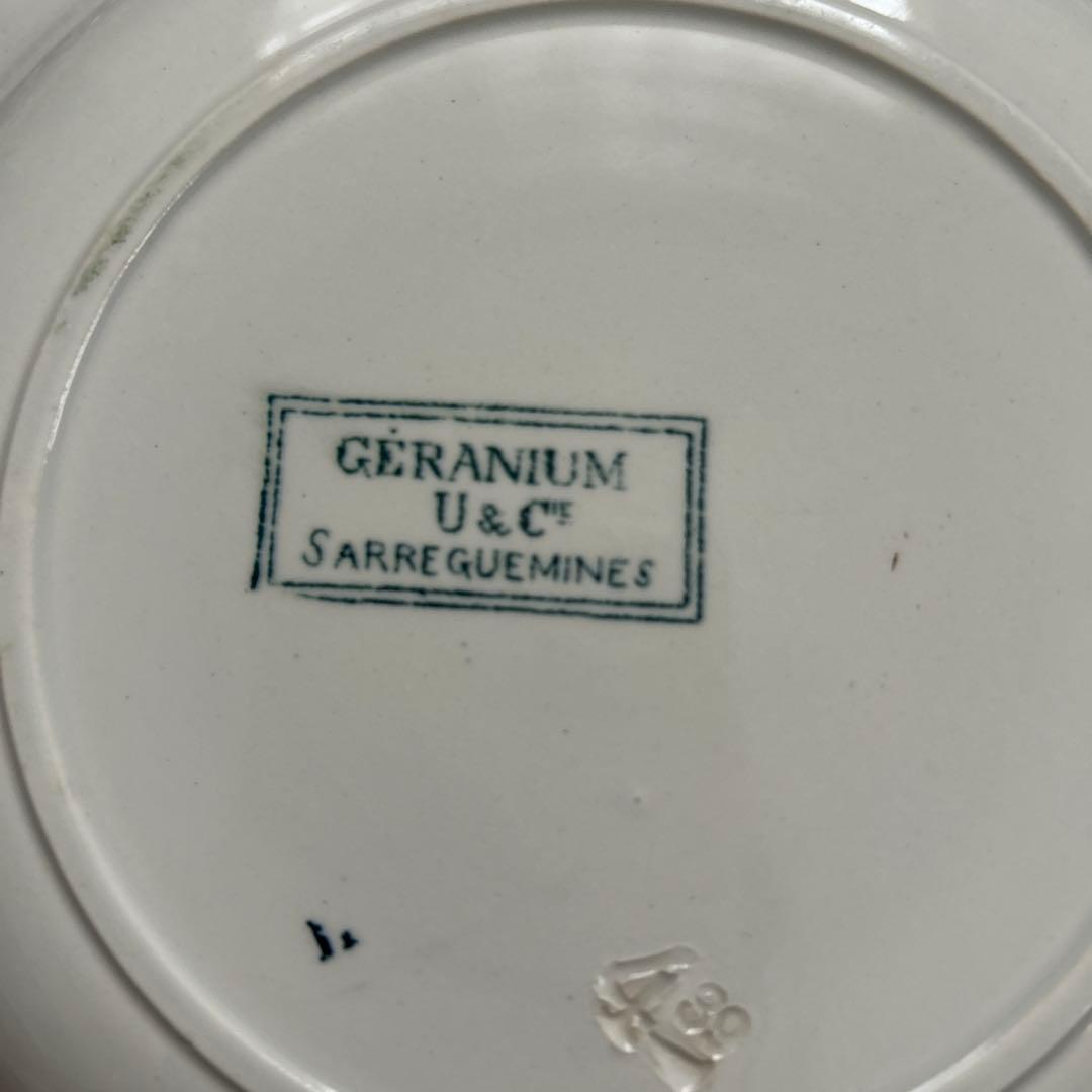 フランスアンティークサルグミンヌゼラニウムスーププレート