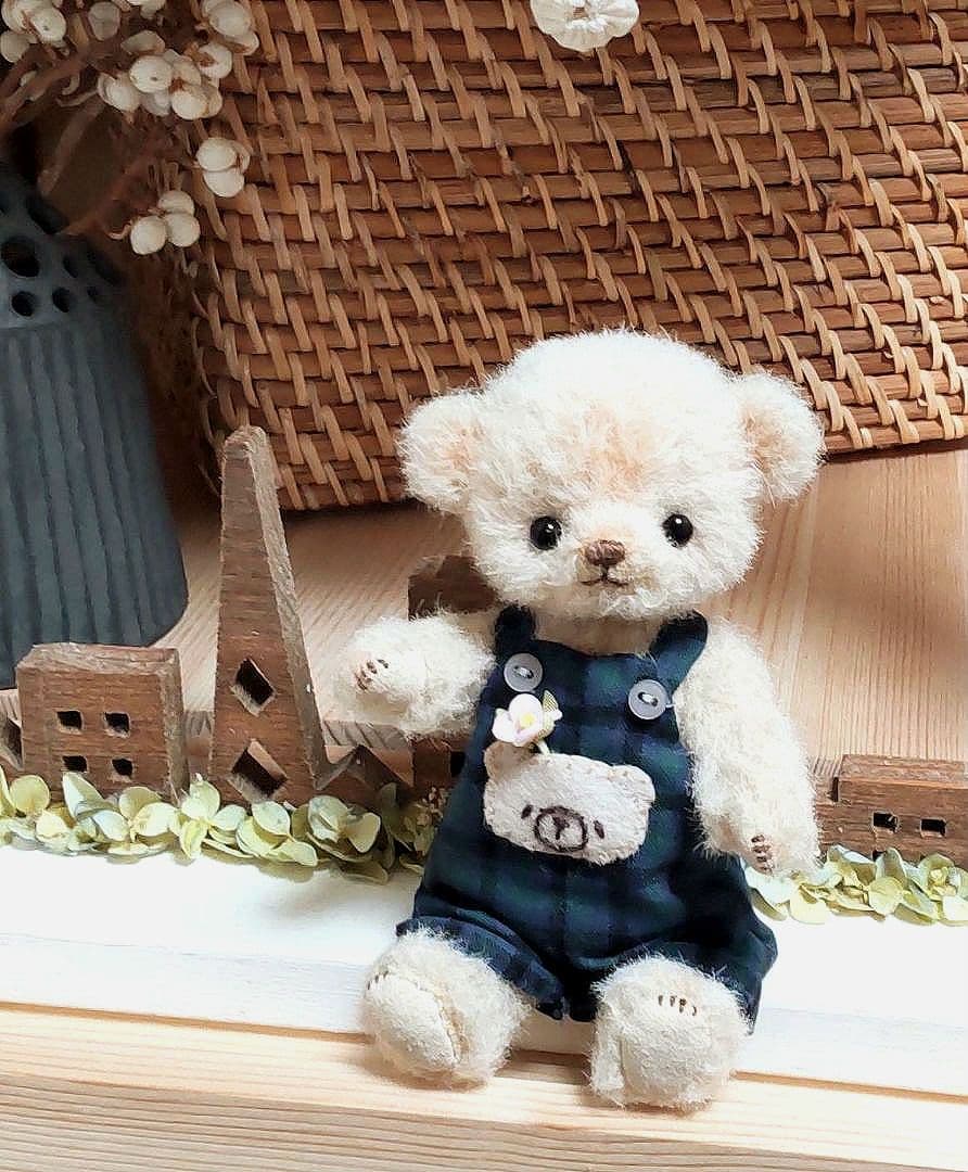 ハンドメイド テディベア ラティニティアルパカ ライトベージュ色 手作り