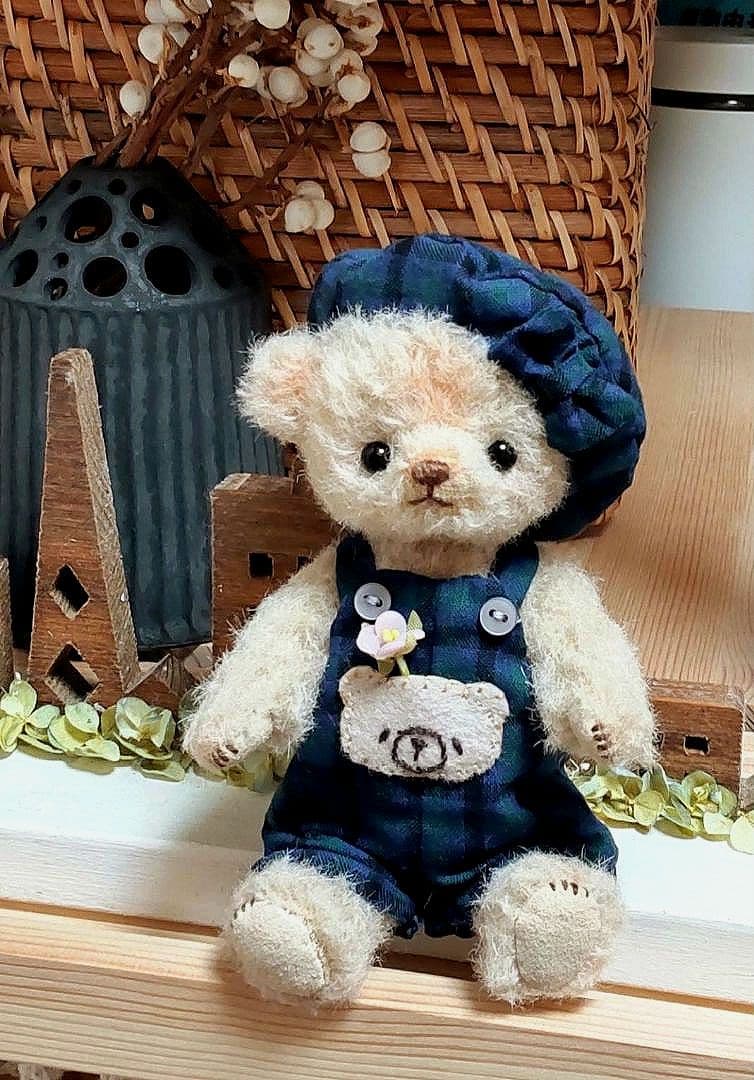 ハンドメイド テディベア ラティニティアルパカ ライトベージュ色 手作り