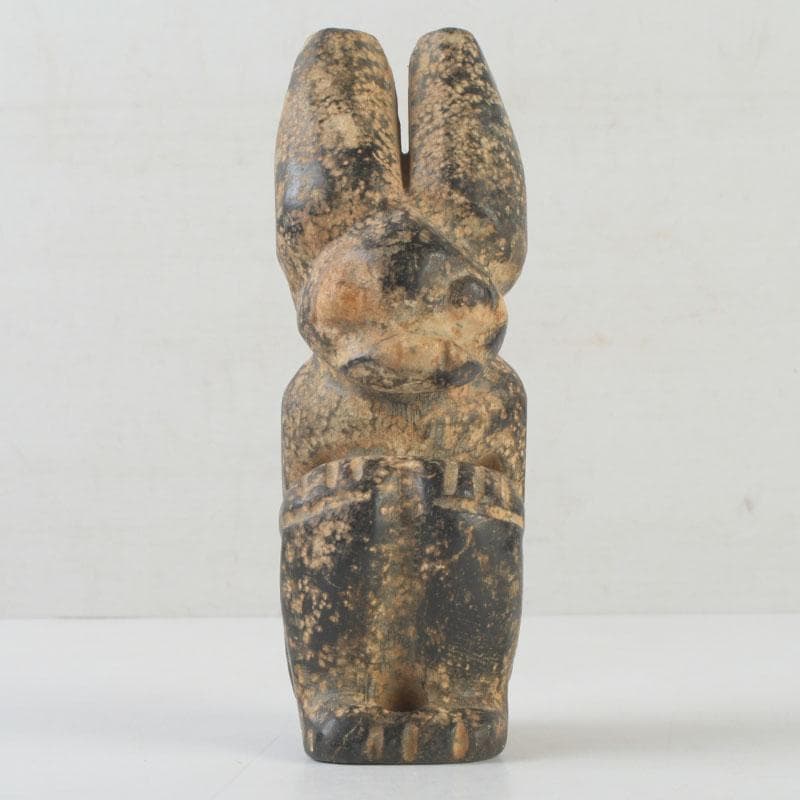 中国　玉石寿山石彫刻　兎　置物　C　A6