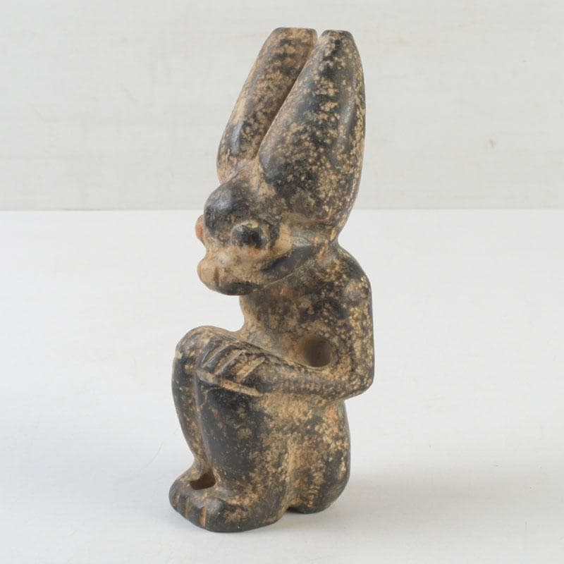 中国　玉石寿山石彫刻　兎　置物　C　A6