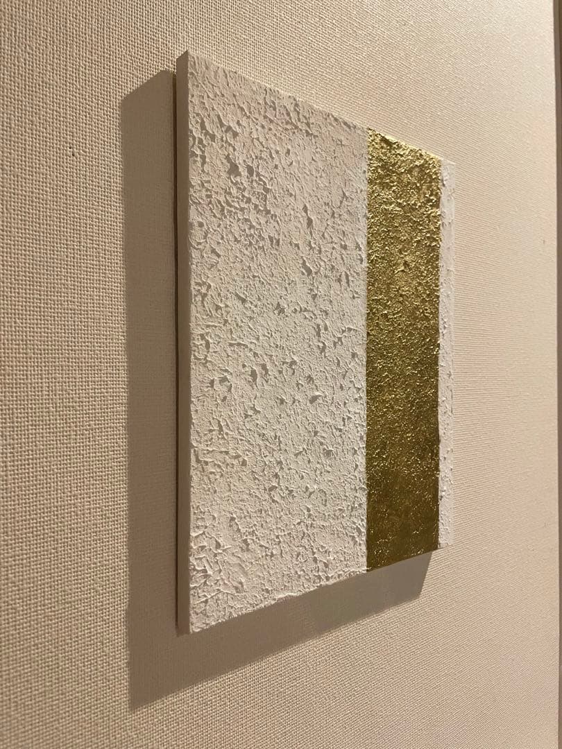 白と金の抽象画｜現代アート　絵画　壁掛け　シンプル　北欧　原画　ストリートアート