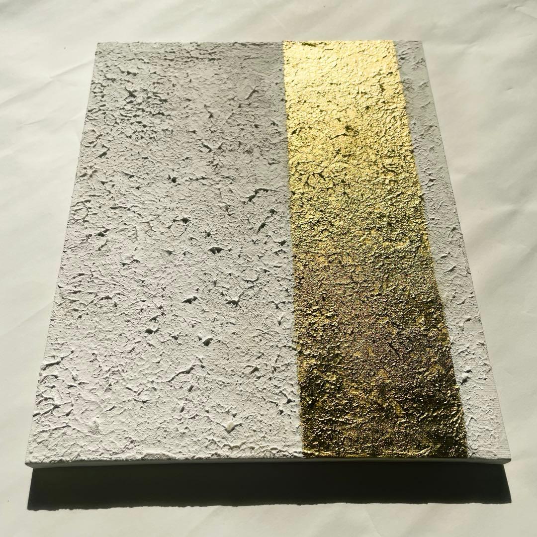 白と金の抽象画｜現代アート　絵画　壁掛け　シンプル　北欧　原画　ストリートアート