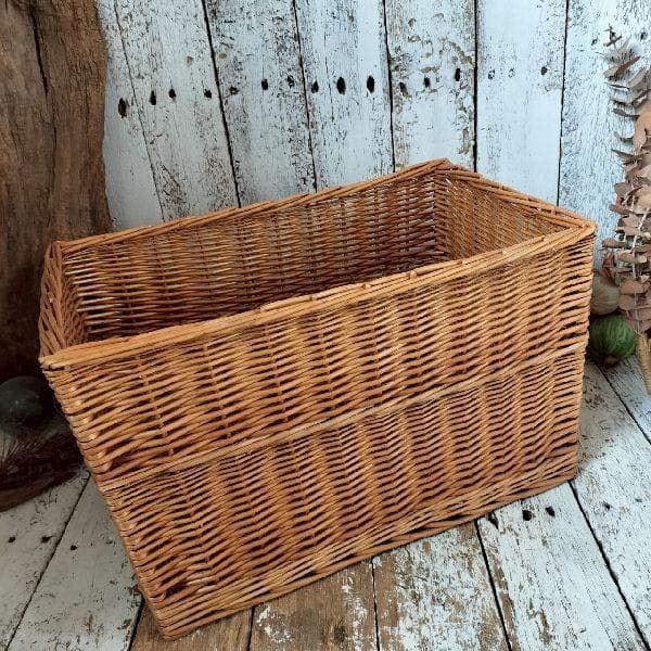 ヴィンテージ 大きな ウィロー バスケット 33×52×32cm かご カゴ 柳